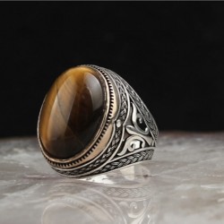 Bague en argent sterling 925 KsrModa Tiger Eye Stone TEGY-095