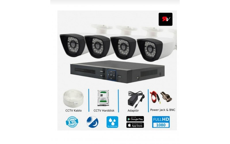 Ensemble de caméras de Surveillance Records Vision 4 Full Hd 