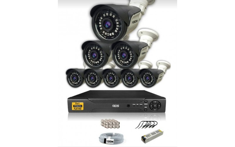 Paquette IDS - 8 caméras 5mp Sony Lens 1080p Fullhd - Camera de surveiilance avec System de securité mobile - *Sans disque dur* -